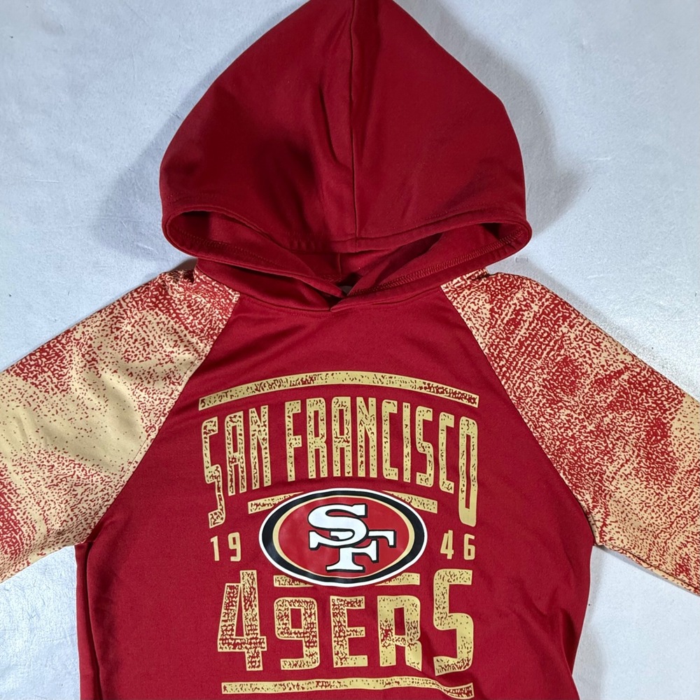 San Francisco 49ers‎ Hoodie Men's Medium NFL Team Apparel Red Gold Pullover